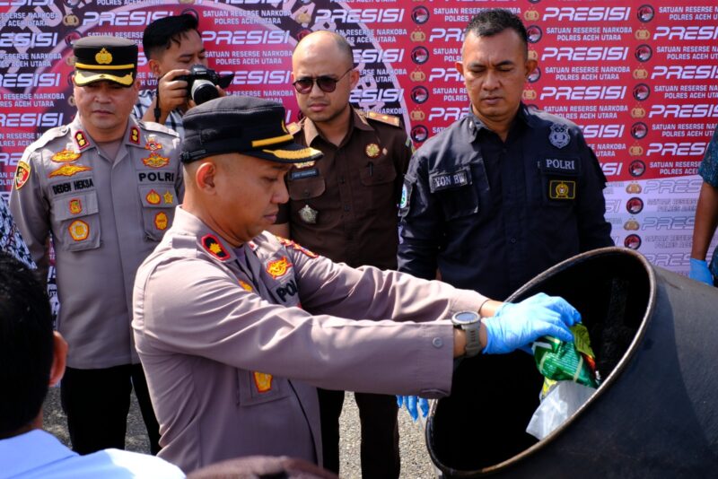 Polres Aceh Utara Musnahkan Barang Bukti Narkoba Senilai Belasan Miliar