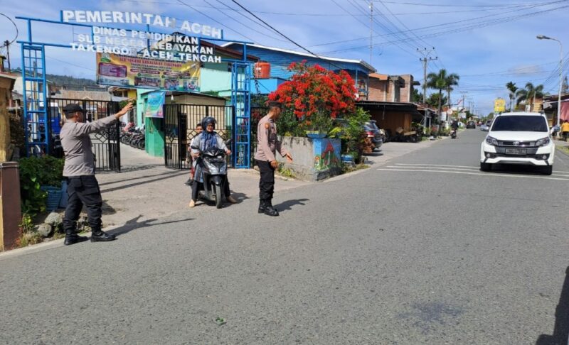 Strong Point Pagi Di Area Sekolah, Upaya Polsek Kota Takengon Jaga Keselamatan Siswa