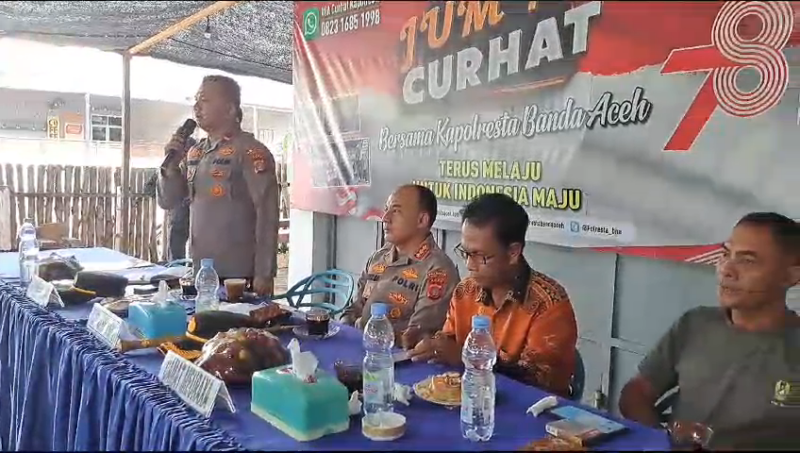  kegiatan Jum'at Curhat Kapolresta Banda Aceh bersama dengan Muspika dan tokoh masyarakat Kecamatan Meuraxa Wilayah Hukum Polresta Banda Aceh,  Jum'at  (22/9/2023 Pukul :09.00 wib.