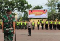 TNI Polri dan Satpol PP di halaman Polresta Banda Aceh, Rabu (13/12/2023). 