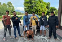 APARAT Satuan Reserse Kriminal Polres Sigi, Sulawesi Tengah menangkap terhadap seorang pria terduga kasus pencurian dengan kekerasan yang terjadi beberapa waktu lalu di Desa Langaleso, Kecamatan Dolo. FOTO: POLRES SIGI