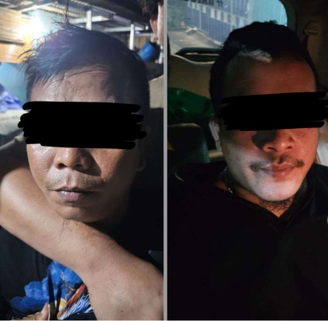 Dua pelaku pengeroyokan Ustad viral di Baros Kabupaten Serang saat diamankan polisi. (Foto: Polres Serang).