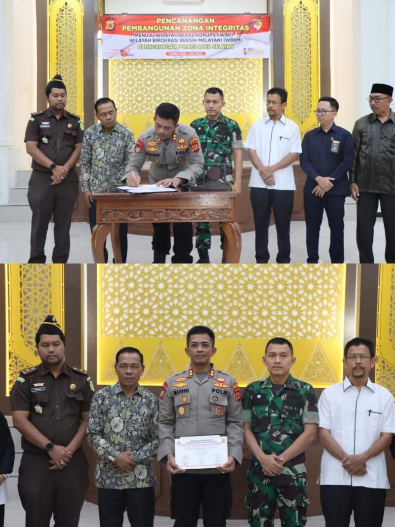 Polres Aceh Selatan mencanangkan Pembangunan Zona Integritas menuju WBK dan WBBM. 