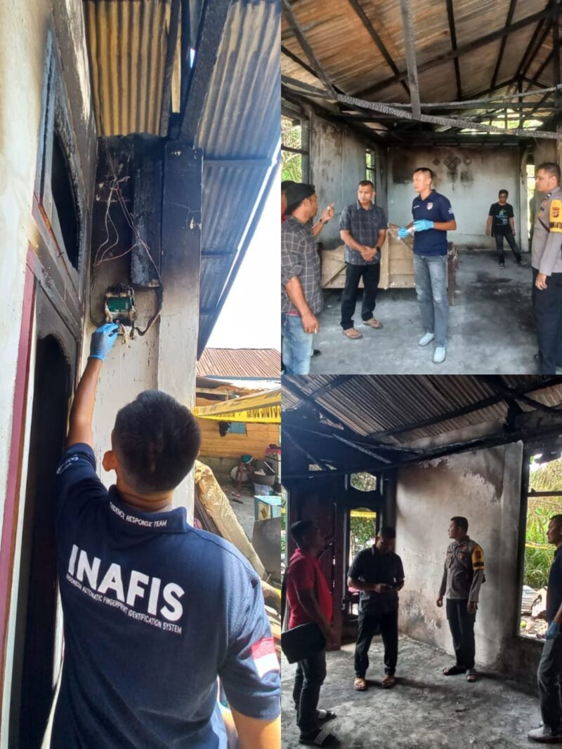 Tim INAFIS Polres Aceh Selatan Olah TKP Lokasi Kebakaran Rumah warga di Kluet Timur.