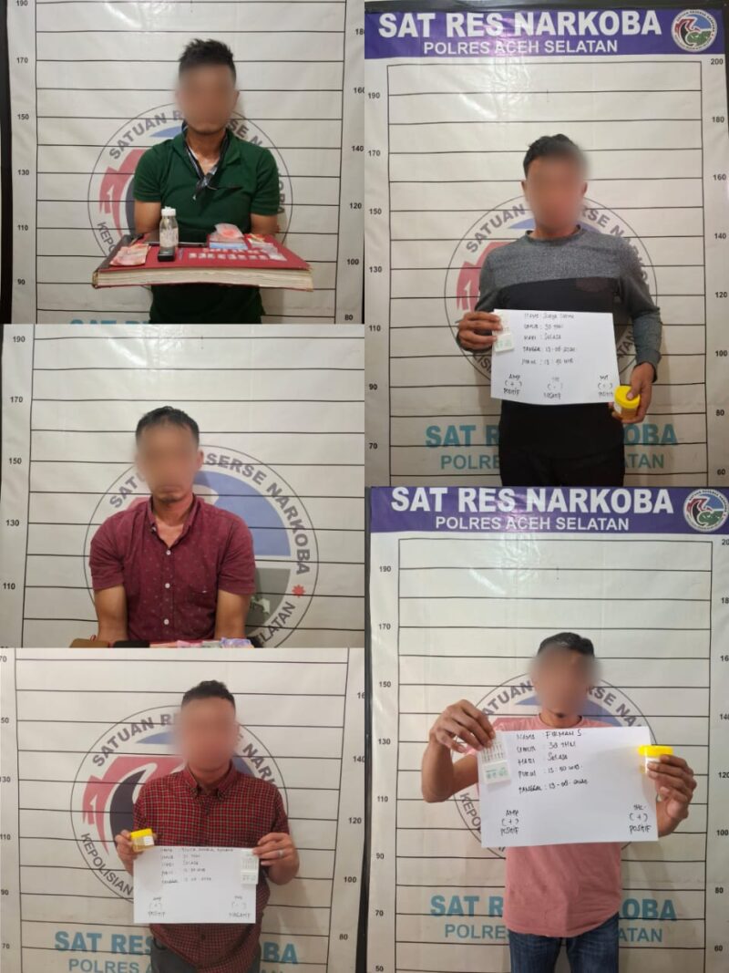 Perangi peredaran Narkotika,Satres Narkoba Polres Aceh Selatan amankan Lima pelaku penyalahgunaan Narkoba.