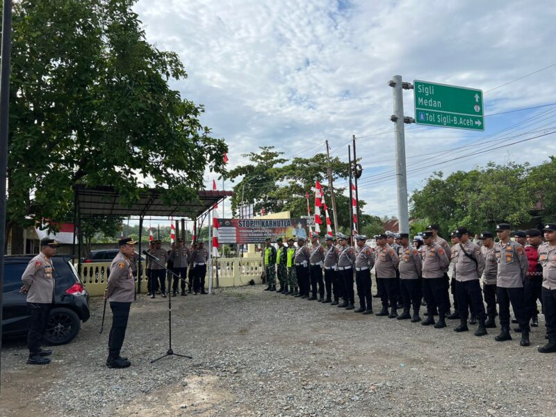 Polres Aceh Besar Dan TNI Gelar Apel Gabungan Cipta Kondisi Dalam Rangka Hari Damai Aceh Ke-19 Di Indrapuri