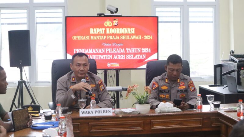 Hadapi Ops Mantap Praja Seulawah dalam rangka Pilkada 2024, Polres Aceh Selatan gelar Rakor Lintas Sektoral.