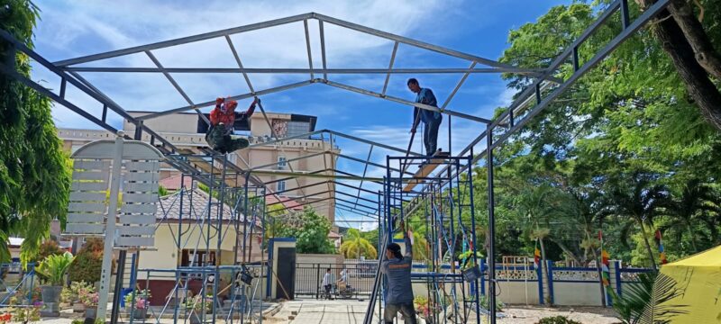  Proyek peningkatan fasilitas di SMPN 1 Banda Aceh menunjukkan kemajuan signifikan pada hari ke-22 Senin (26/08/2024),