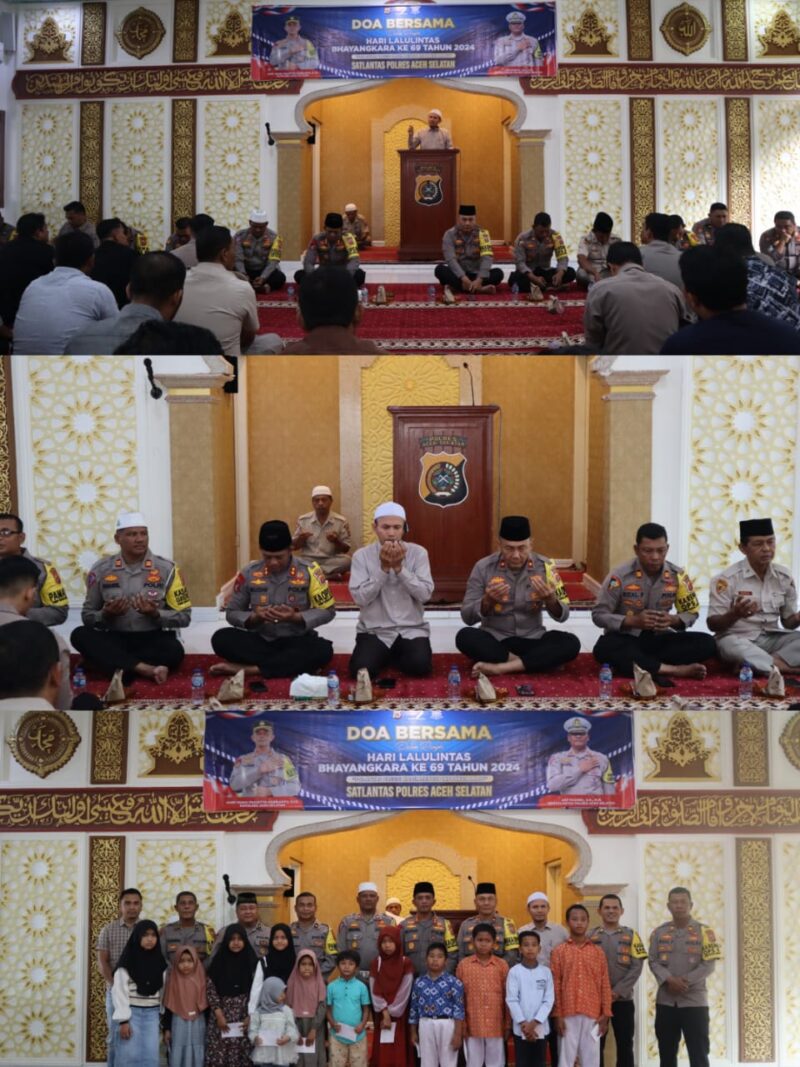 Peringati Hari Lalu Lintas Bhayangkara ke-69, Satlantas Polres Aceh Selatan gelar Tausyiah dan doa bersama.