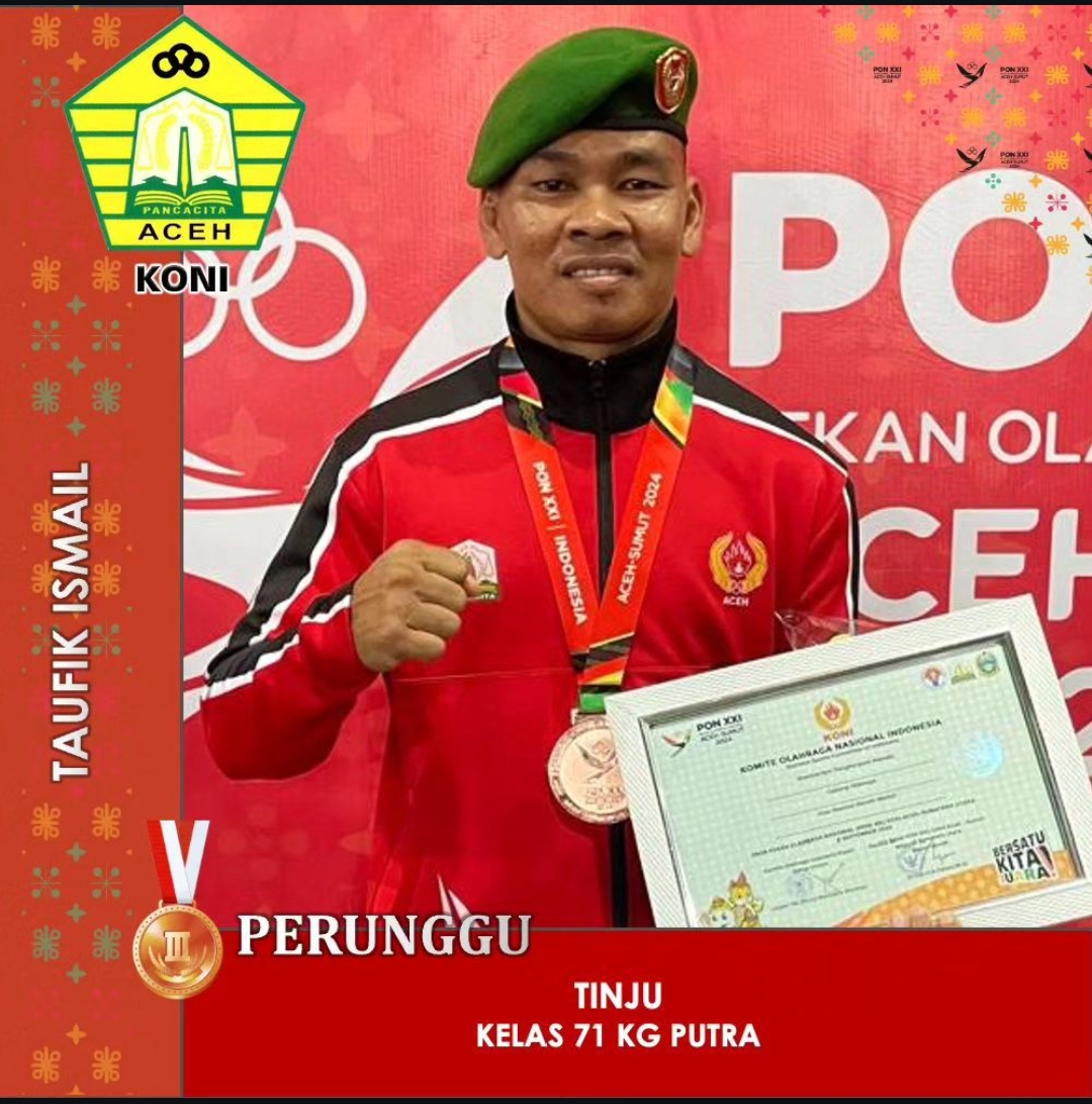  Serda Taufik Ismail dari cabang olahraga Tinju,berhasil menyumbangkan medali perunggu.