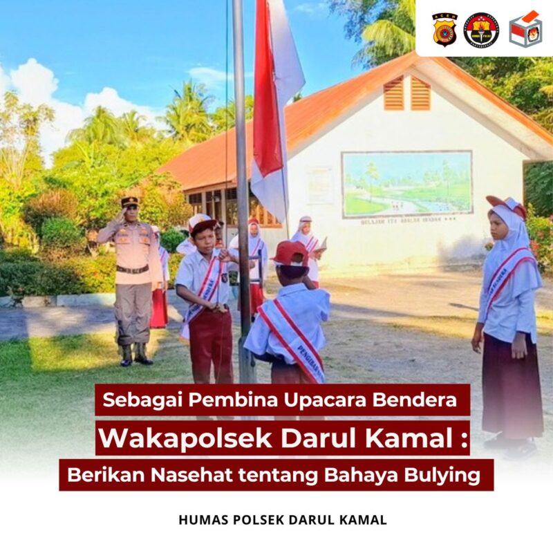 Waka Polsek Darul Kamal Pimpin Upacara Bendera di SDN Gampong Blang Kiree dalam Rangka Saweu Sikula