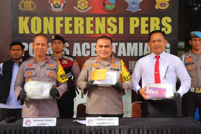 Polres Aceh Tamiang Berhasil Amankan Narkotika Jenis Kokain Seberat Dua Kilogram