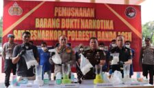 Banda Aceh City Police (Polresta Banda Aceh) Destroys 3.7 Kg of Methamphetamine