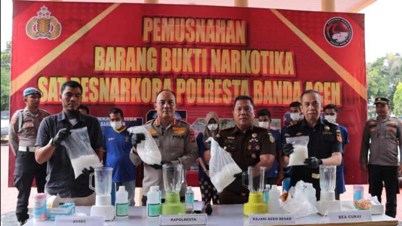 Banda Aceh City Police (Polresta Banda Aceh) Destroys 3.7 Kg of Methamphetamine