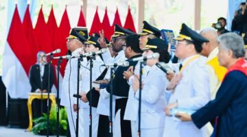 Pelantikan dan Pengambilan Sumpah Kepala Daerah Terpilih 2024 di Instana Negara Jakarta oleh Presiden Prabowo Subianto, Kamis (20/2/2025). (Foto : Dok. Kominfosandi Poso/Humas).