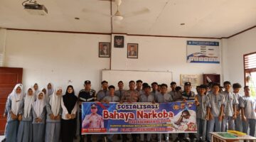 Polsek Meureudu Polres Pidie Jaya menggelar sosialisasi bahaya narkoba di SMA Negeri 1 Meureudu Rabu, 5 Februari 2025.foto.Ist