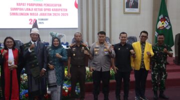 Kapolres Simalungun Hadiri Pengambilan Sumpah Pimpinan DPRD Kabupaten Simalungun Periode 2024-2029