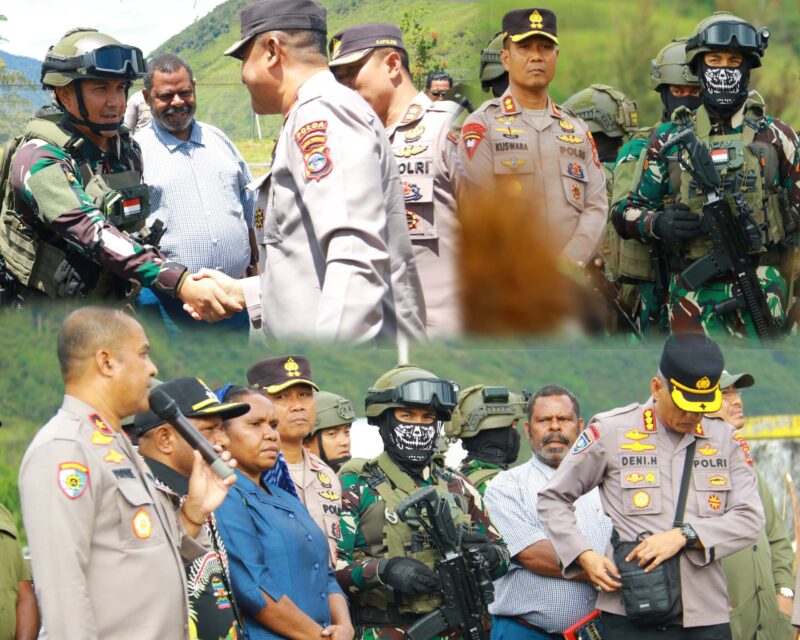  Letkol Inf Fiska Bagus Tri Sunaryanto, mendampingi Kapolda Papua Tengah Brigjen Pol Alfred Papare, S.I.K., beserta rombongan dalam kunjungan ke lokasi  Kabupaten Puncak Jaya, Kamis (6/2/2025). 