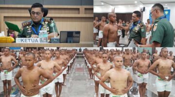 Mayor Jenderal TNI Niko Fahrizal, M.Tr.(Han)., memimpin Sidang Pantukhir dalam rangka Pemilihan Calon Tamtama Prajurit Karier (Tamtama PK) Tentara Nasional Indonesia Angkatan Darat (TNI AD) Gelombang I Tahun Anggaran 2025 di Gedung Malahayati Lt. 2, Makodam IM, pada Senin (24/02/25).