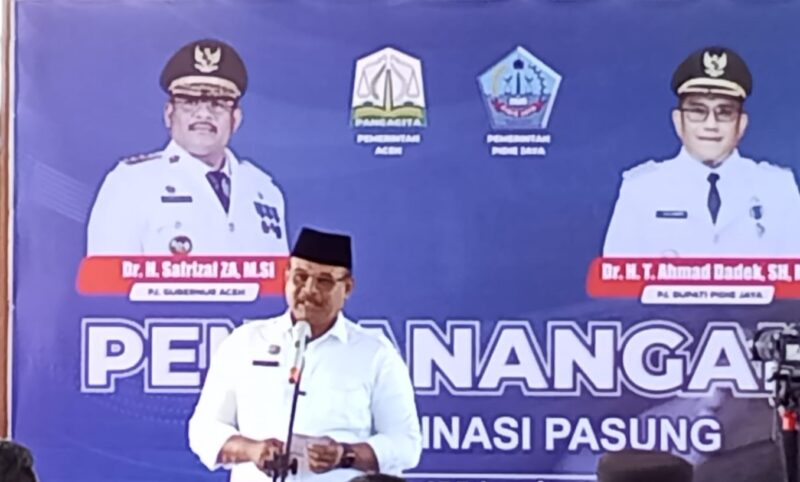 Pj. Gubernur Aceh, Dr. H. Safrizal ZA, M.Si, Luncurkan program pencanangan Aceh Eliminasi Pasung di Pendopo Bupati Pidie Jaya, Jumat, 7 Februari 2025.Foto.( Jurnalis TLii)