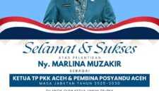 GUBERNUR ACEH MENGUCAPKAN SELAMAT DAN SUKSES ATAS PELANTIKAN Ny. MARLINA MUZAKIR SEBAGAI KETUA TP PKK ACEH & PEMBINA POSYANDU ACEH