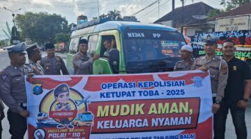 Kapolres Tanjungbalai Sosialisasi Penyebaran Tagline Mudik Aman Keluarga Amanah