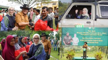 Mayor Jenderal TNI Niko Fahrizal, M.Tr. (Han), bersama Ketua Persit Kartika Chandra Kirana Daerah Iskandar Muda, Ny. Eva Niko Fahrizal, mengikuti kegiatan Sanggamara Ngabuburit Fun Offroad Sabtu (8/3/2025).