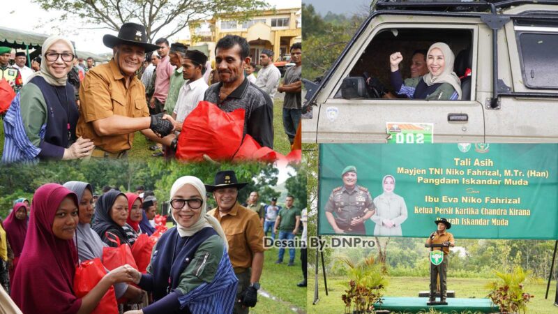 Mayor Jenderal TNI Niko Fahrizal, M.Tr. (Han), bersama Ketua Persit Kartika Chandra Kirana Daerah Iskandar Muda, Ny. Eva Niko Fahrizal, mengikuti kegiatan Sanggamara Ngabuburit Fun Offroad Sabtu (8/3/2025).