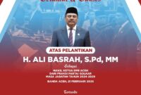 FADHLULLAH, S.E WAKIL GUBERNUR  ACEH MENGUCAPKAN SELAMAT DAN SUKSES ATAS PELANTIKAN H. ALI BASRAH, S.Pd, MM