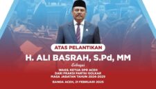 FADHLULLAH, S.E WAKIL GUBERNUR  ACEH MENGUCAPKAN SELAMAT DAN SUKSES ATAS PELANTIKAN H. ALI BASRAH, S.Pd, MM