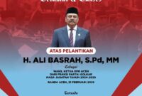 PLT SEKDA ACEH UCAPKAN SELAMAT ATAS PELANTIKAN H. ALI BASRAH,S.Pd, MM