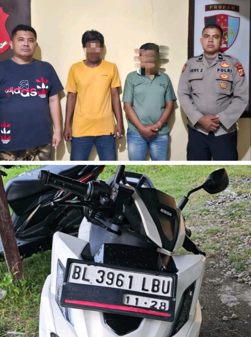 Dua pelaku diamankan masing-masing berinisial SB (47), warga Kecamatan Samalanga, Kabupaten Bireuen, dan YA (44), warga Kecamatan Suka Makmur, Kabupaten Aceh Besar, Jumat (18-04-2025) foto.ist